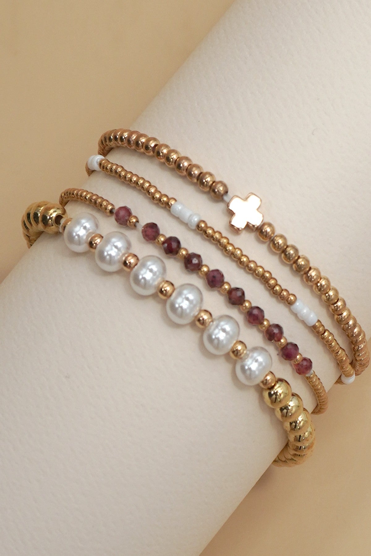 MULTI BALL PEARL CHAIN STRETCH BRACELET | 40B5183