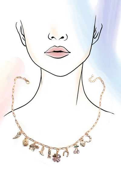 CHARM NECKLACE-WESTERN BOOTS HAT HORSESHOE HEART | 80N92178