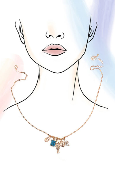 CHARM NECKLACE-OCEAN-DELICATE FISH SHELL CLUSTER | 80N92190