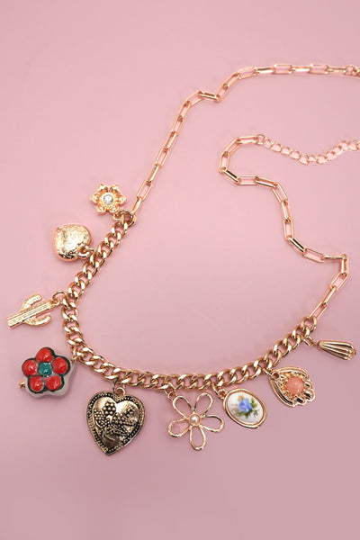 CHARM NECKLACE- BOHO PORCELAIN FLORAL CACTUS | 80N92249