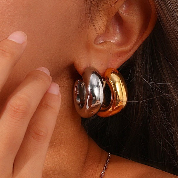 18K STAINLESS STEEL WATERPROOF TARNISH FREE HOOPS | 40E405