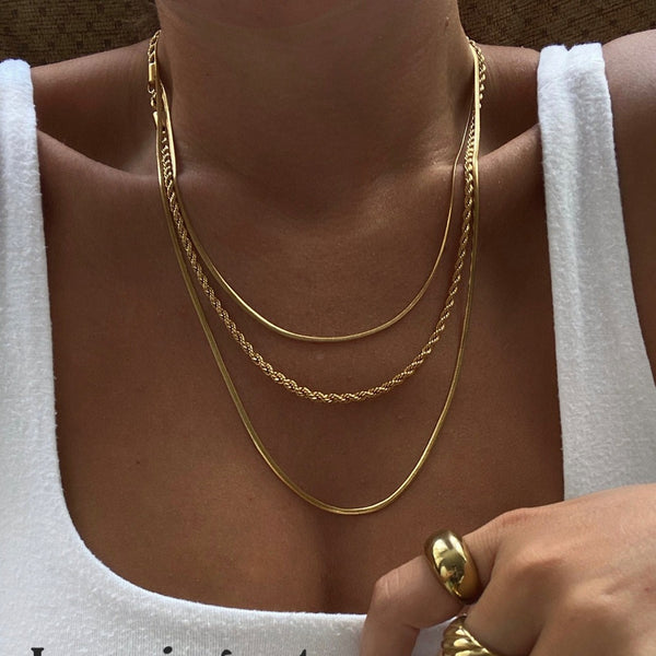 18K STAINLESS STEEL TARNISH FREE LAYERED NECKLACE | 40NK9548