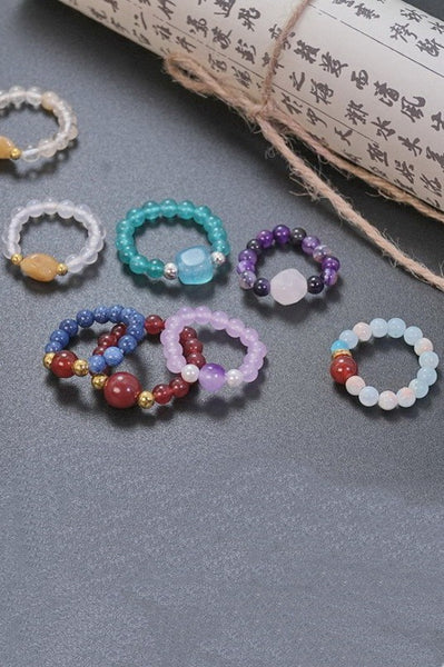 Earthy Natural Stone Beaded Rings | 40R114