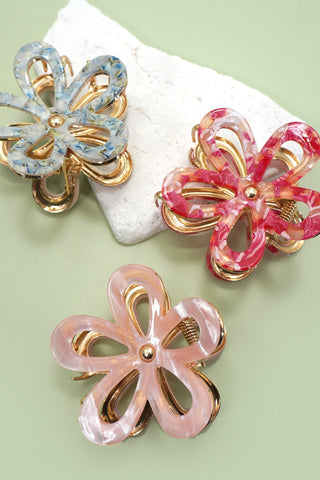 JUMBO PVC CASTING ROUND FLORAL HAIR CLAW CLIPS | 40H986