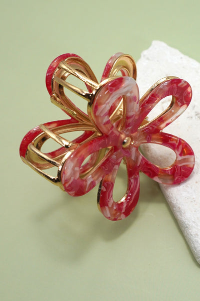 JUMBO PVC CASTING ROUND FLORAL HAIR CLAW CLIPS | 40H986