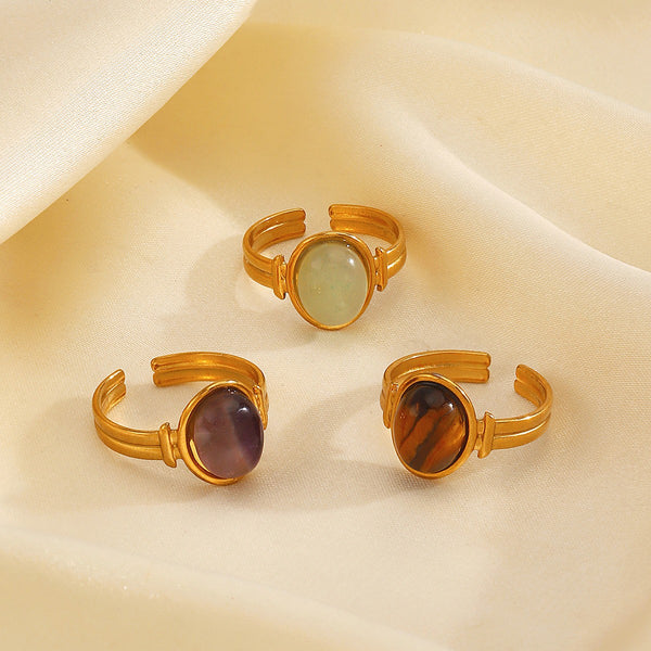 18K STAINLESS STEEL TARNISH FREE STONE RING | 40R121