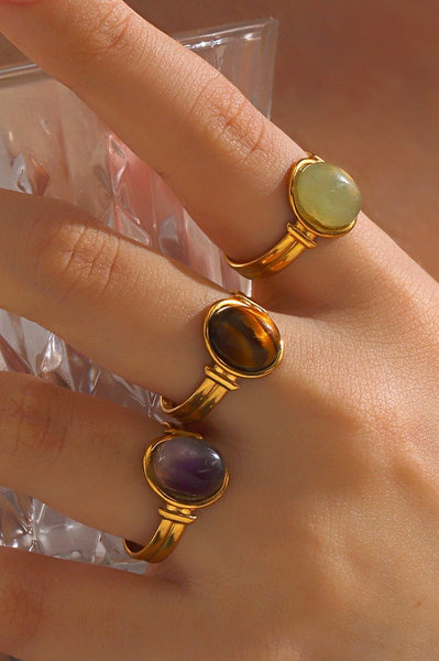 18K STAINLESS STEEL TARNISH FREE STONE RING | 40R121