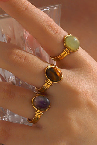 18K STAINLESS STEEL TARNISH FREE STONE RING | 40R121