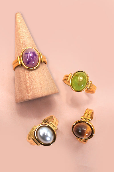 18K STAINLESS STEEL TARNISH FREE STONE RING | 40R121