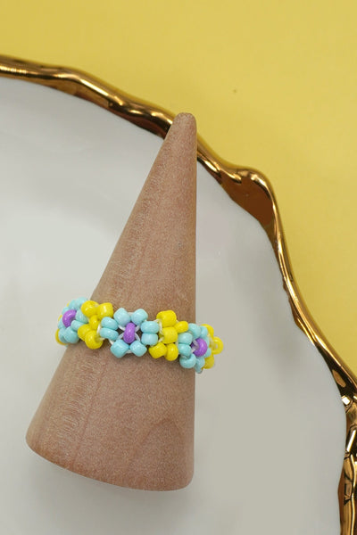 HANDMADE BEADED FLOWER STRETCH RINGS | 40R125