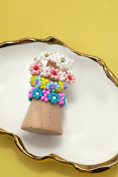 HANDMADE BEADED FLOWER STRETCH RINGS | 40R125