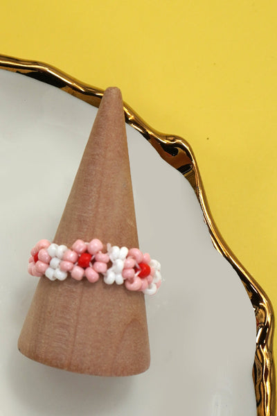 HANDMADE BEADED FLOWER STRETCH RINGS | 40R125