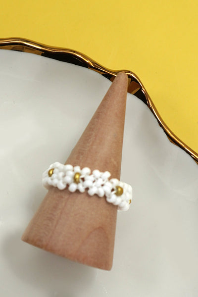 HANDMADE BEADED FLOWER STRETCH RINGS | 40R125