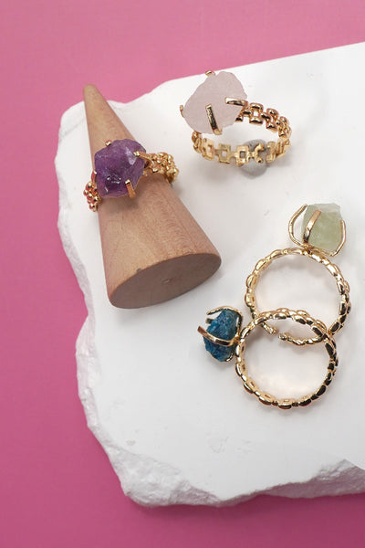 Earthy Natural Stone Gold Watch Band | 40R124