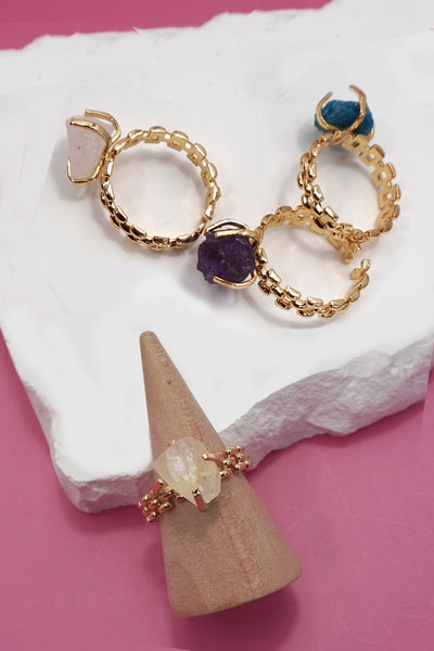 Earthy Natural Stone Gold Watch Band | 40R124