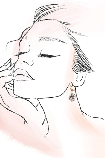 SEA SHELL PORCELAIN FISH TRIO HUGGIE HOOP EARRINGS | 80E6121