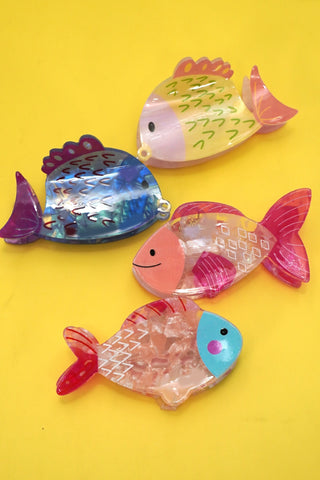 JUMBO VIBRANT OCEAN SEA FISH HAIR CLAW CLIPS | 40H987