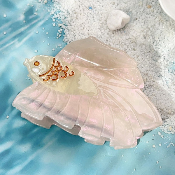 BEACH OCEAN PVC SEASHELL FISH HAIR CLAW CLIPS | 40H992
