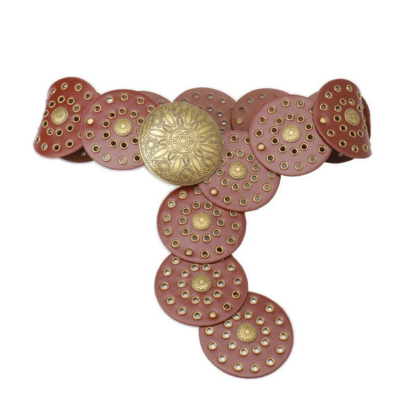 Western Studded Circular Disc Snap Punk Belt | 40BT653