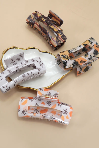 Large Fall Leaf Pattern Hair Claw Clips | 40H995