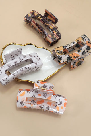 Large Fall Leaf Pattern Hair Claw Clips | 40H995