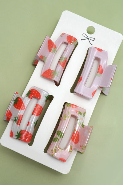 Set of 4 Mini Rectangle Pattern Hair Claw Clips | 40H998