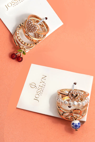 LAYERED MULTI CHERRY PORCELAIN STACKABLE RING SET | 80R055