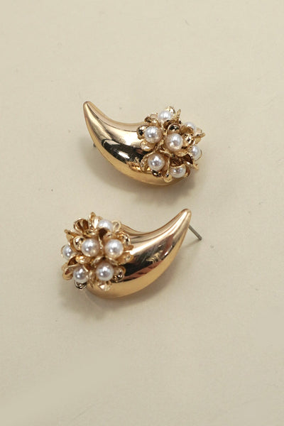 CLUSTER FLORAL PEARL TEAR DROP EARRINGS | 80E61227