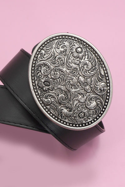 WESTERN OVAL BUCKLE FASHION LEATHER BELT | 40BT655