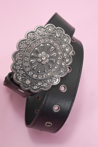 WESTERN OVAL BUCKLE FASHION LEATHER BELT | 40BT655