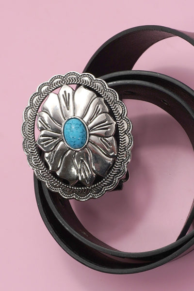 WESTERN OVAL BUCKLE FASHION LEATHER BELT | 40BT655