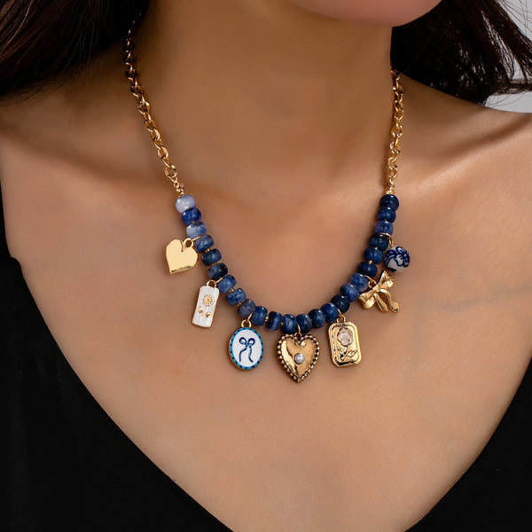 Beaded & Gold Chain Multi-Charm Strand Necklace | 80N93913