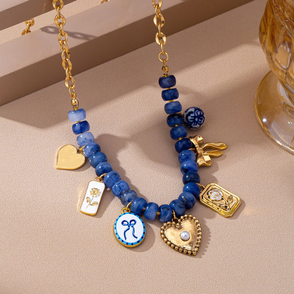 Beaded & Gold Chain Multi-Charm Strand Necklace | 80N93913