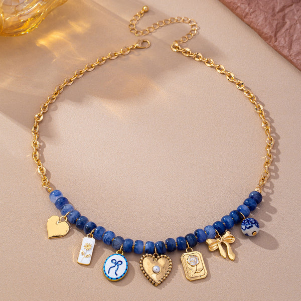 Beaded & Gold Chain Multi-Charm Strand Necklace | 80N93913
