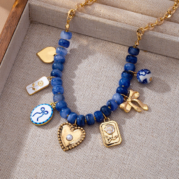 Beaded & Gold Chain Multi-Charm Strand Necklace | 80N93913