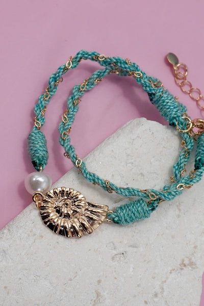 18K STAINLESS STEEL CORDED CHARM BRACELET | 40B5189