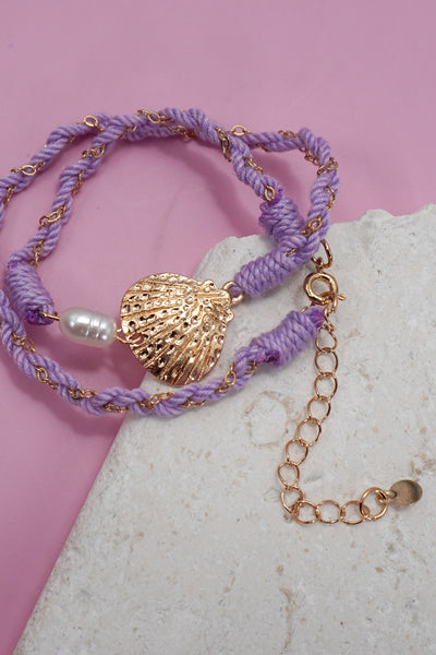 18K STAINLESS STEEL CORDED CHARM BRACELET | 40B5189