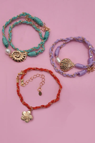 18K STAINLESS STEEL CORDED CHARM BRACELET | 40B5189