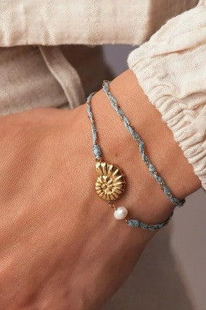 18K STAINLESS STEEL CORDED CHARM BRACELET | 40B5189