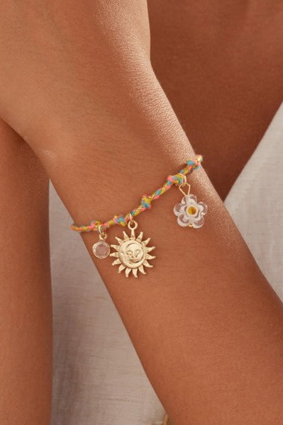 18K STAINLESS STEEL CORDED CHARM BRACELET | 40B5190