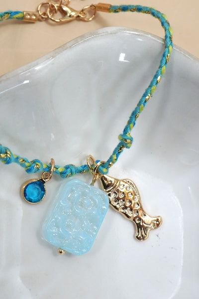 18K STAINLESS STEEL CORDED CHARM BRACELET | 40B5190