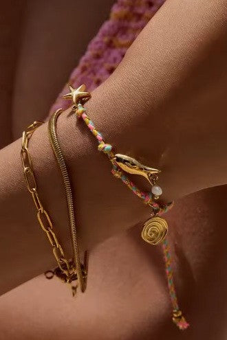 18K STAINLESS STEEL CORDED CHARM BRACELET | 40B5191