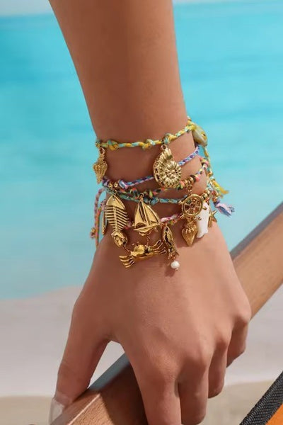 18K STAINLESS STEEL CORDED CHARM BRACELET | 40B5191