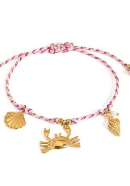 18K STAINLESS STEEL CORDED CHARM BRACELET | 40B5191