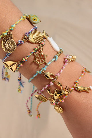 18K STAINLESS STEEL CORDED CHARM BRACELET | 40B5191