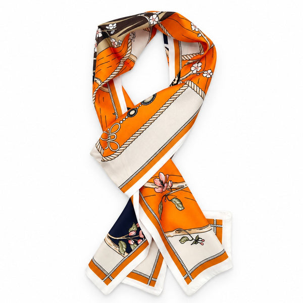 Elegant Printed Skinny Scarf Twilly & Belt Tie | 40SC742