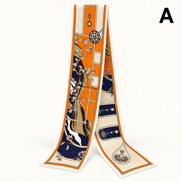 Elegant Printed Skinny Scarf Twilly & Belt Tie | 40SC742