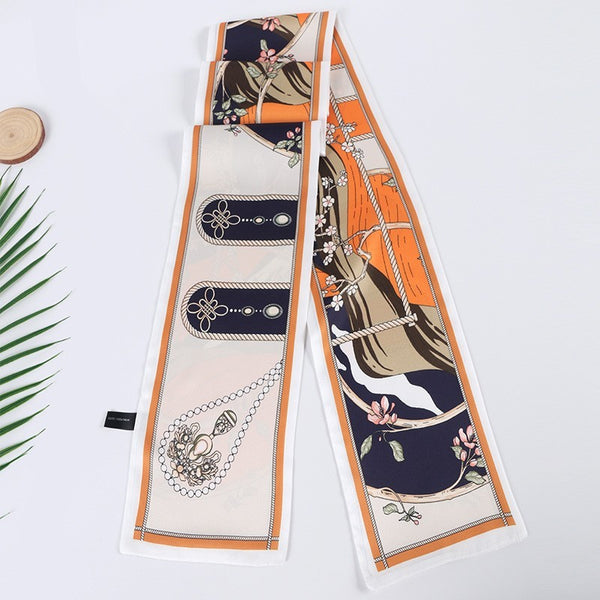 Elegant Printed Skinny Scarf Twilly & Belt Tie | 40SC742