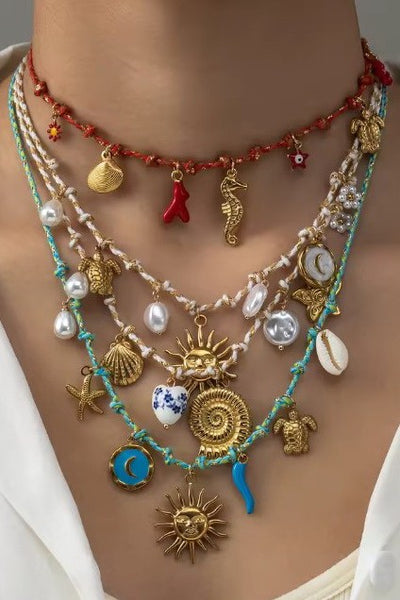 18K STAINLESS STEEL CORDED CHARM NECKLACE | 40NK9554