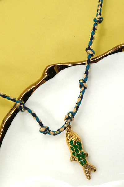 18K STAINLESS STEEL CORDED CHARM NECKLACE | 40NK9555